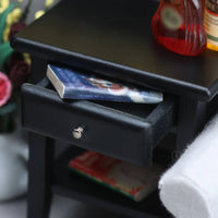 1:12 Scale Dollhouse Nightstand Modern Design Wooden Dollhouse Nightstand Realistic Detail Miniature Bedside Table for Adults