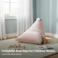 Nordic Aesthetic Pyramid Lounger with Tassel Washable Cover Bean Bag Multifunctional child's Sofa Lightweight for Toddlers, Parents, Playroom, Bedroom, Living Room, Reading Nook