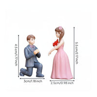 2 Pieces Romantic Bride and Groom Figurine Meaningful Keepsake Bride and Groom Figurine Set Adorable Wedding Couple Cake Topper Whimsical Design for Couples, Bakers, Engagement Party, Fairy Garden