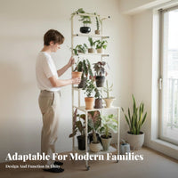 With casters Multi-Level Rolling Pot Holder Mobile Flower Rack Floor-Standing Plant Stand Space-Saving for Gardeners, Apartment Dwellers, Homeowners, Living Room, Balcony, Bedroom, Corner