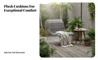 Nordic Design Wicker Lounge Chair Woven Frame Patio Seating Group Weather-Resistant Outdoor Furniture Modern design for Hotel Managers, residents, partners, Garden, Balcony, Courtyard, posterioryard