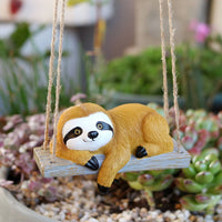 Swinging Sloth Garden Ornament Unique Gift Hanging Sloth Figurine Weather Resistant for Gardeners, Patio, Balcony