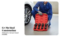 8 Pieces High Rotational Force Performance 1 Inch Drive Deep Shock-Resistant Socket Set Heat-Treated 8 Piece Pneumatic Wrench Socket Set