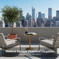 Light Luxury Design 3-Piece Round Table and Chair Set Modern Design 3-Piece Breakfast Nook Set Space-Saving Household Furniture Sturdy Construction for Apartment Dwellers, Business Owners, Balcony, Office Reception, Kitchen, Small Areas