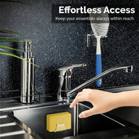 Bathroom Sink and Kitchen Accessory Set of 2, Clear Acrylic Organizer for Countertop or Wall, Easy Clean Sponge Holder for Students