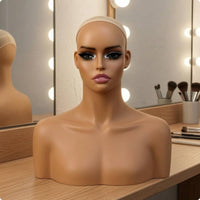 Mannequin Head with Shoulders Flesh-Toned Hairpiece display Bust Shoulder Form Bust Mannequin
