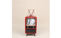 Vintage Television Model with Antenna Decorative Television Ornament with Antennae Collectible Prop for Photography