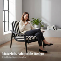 Italian aesthetic Wood Frame suspended Chair Light Luxury Lounge Seating Ergonomic Backrest Indoor Furniture Soft seat padding for Hoteliers, Interior Designers, Homeowners, Living Room, Hotel Lobby, Bedroom, creamice