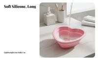 Foldable Design Silicone Makeup Brush Cleaner Portable Heart Shaped Brush Cleaning Bowl Easy to Keep for Women, Travel, Vanity, Bathroom
