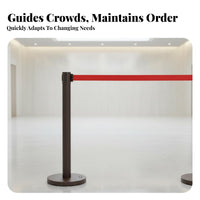 Weighted Base Retractable Belt Stanchion Heavy Duty Stainless Steel Stanchion 4-Way Connection Retractable Belt Barrier for Event Organizers, Security Personnel, Business Owners, Airports, Events, Exhibitions, Hotels