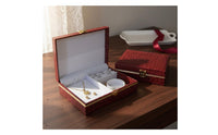 Meaningful Keepsake Chinese Wedding Jewelry Box Gold Foil Stamping Dragon Phoenix Jewelry Case Multi-Compartment Dragon Phoenix Pattern Box Soft Velvet Lining for Brides, Newlyweds, Engagement, Betrothal Ceremony
