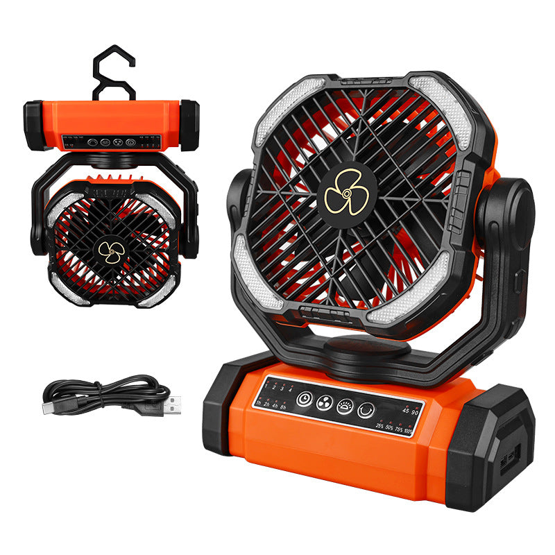 Portable Camping Fan with Light, Rechargeable, 4000mAh, Remote Control