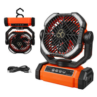Portable Camping Fan with Light, Rechargeable, 4000mAh, Remote Control