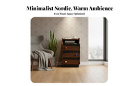 Space-Saving Design Slim 3-Drawer End Table Retro Design Nightstand Accessible Shelf Bedside Cabinet Wavy Side Panels for Apartment Dwellers, Students, Homeowners, Small Areas, Dorm Room, Home Away Ice