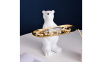Matte White Arctic Bear Figurine Tray Small Item Holder Bear Figurine Tray Decorative