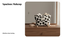 Large Capacity Fluffy Cow Print Makeup Bag Portable Cow Pattern Cosmetic Pouch Cute Design for Women, Girls, Business Trip, Bathroom