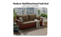 Multi-Functional Extendable Slatted Bed Frame Space-Saving Sleeper Sofa Modern Minimalist design Daybed No Box coil Needed for Apartment Dwellers, Homeowners, Students, Balcony, Bedroom, Home Office