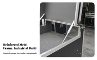 Heavy-Duty Construction Portable Amplifier Road Case Reinforced Aluminum Corners Slant Top Mixer Rack Case High Load Capacity PA Audio Equipment Cabinet Braking Wheels for DJs, Sound Technicians, Musicians, KTV Room, Live Performance, Studio, Touring