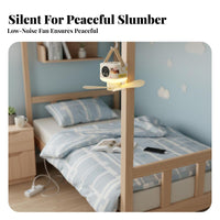 Quiet Operation Dorm Bed Hanging Fan Multi-Functional USB Rechargeable Tent Fan Adjustable Speeds & Brightness for Emergency, Bathroom, Desk