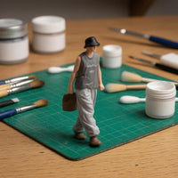 Hand-Painted Resin Figurine 1/64 Scale Bucket Hat Figurine for Dioramas