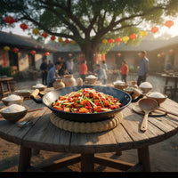 Heavy Duty Round Bottom Wok Long-Lasting Construction Chinese Iron Wok Even Heat Distribution Stir-Fry Pan Chemical-Safe for Chefs, Restaurant Kitchens, Banquets