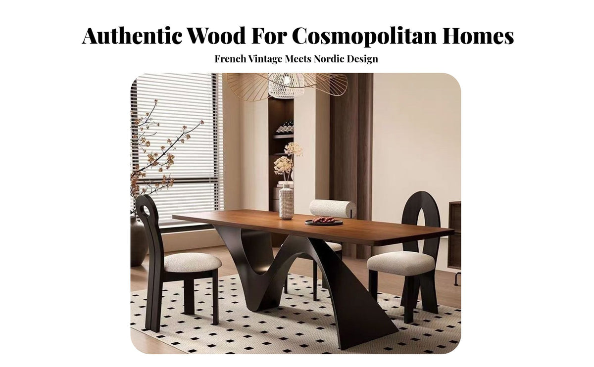 Multi-Purpose Solid Wood Dining Table Sturdy Construction Wooden Dining Table Artistic Design Heavy Duty for Apartment Dwellers, Homeowners, Design Enthusiasts, Living Room, Office