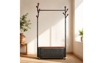 Mobile Clothes Rack with Cabinet Versatile Clothes Rack with Wheels Portable Coat Hanger Stand Floor-Standing for Bedroom, Entryway, Foyer