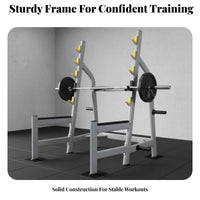 Heavy Duty Squat Rack Commercial Grade Power Rack High Weight Capacity Bench Press Stand Stable Design for Weightlifters, Bodybuilders