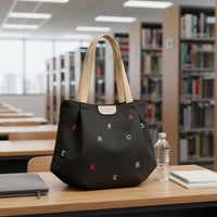 Embroidered Letter Tote Large Capacity Canvas Tote Bag Long-Lasting