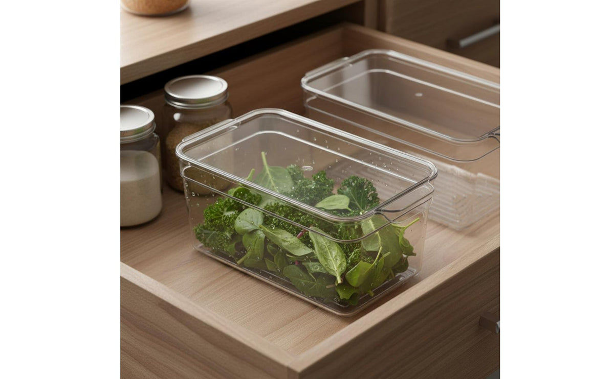 Stackable Fridge Organizer Space Saving Fridge Storage Bin Versatile Stackable Food Container for Meal Kitchen Organizers, Cabinet