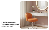 Height Adjustable Wheeled Low-Back Vanity Chair 360° Swivel Low-Back Rolling Chair Stable 5-Star Base Home Seating High-Density Cushion for Women, Students, Teens, Dressing Room, Bedroom, Small Areas