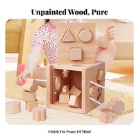 Unpainted 15 Hole Intelligence Box Early Learning Wooden Shape Sorter Box Natural Wood Wooden Shape Sorting Educational Toy Educational for Toddlers, Preschoolers, Babies, Preschool Classroom, Daycare, Playroom