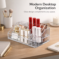 Clear Acrylic Lipstick Organizer, Cosmetic Storage Box Multi Compartment, Vanity Table Makeup Desk Display, Dressing Accessories for Women