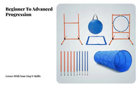 Blue and Orange Dog Agility Training Kit Cylindrical Frame Dog Agility Kit Lightweight Pet Sports Collapsible