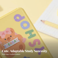 Foldable 2-in-1 perusing Stand and Pen Case Multi-Functional Book Holder Portable writing instrument holder Cute Cartoon Design for Students, Children, School, Dorm Room, Library, Bedroom