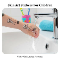 Made with Soybean Ink these tattoosed skin art Sheet Waterproof Assorted Cartoon skin art Set child-safe Temporary skin arts for young children, educators, Parents, Halloween, Christmas, Holiday Celebrations, Goodie Bags