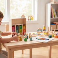 Color Sorting Peg People Toy Sleek Burr-without Cost Edges Wooden Color Sorting Set Wooden Peg Doll Assembling Set