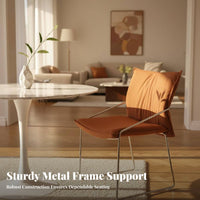 Soft Padded Seat Upholstered Armchair with Curved spine Minimalist Design Dining Room Chair Modern design Seating Furniture Ergonomic spinerest for Office Workers, Interior Designers, Homeowners, Kitchen, Reception Area, Bedroom