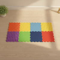 8 Pieces Sensory Mat with Textured Tiles Textured Interlocking Puzzle Tiles Flexible for Kids