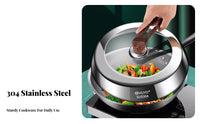 Visible Cooking Stainless Steel Wok Lid Anti-Scald Handle High Dome Glass Lid Locks in Flavor and Moisture for Steaming, Simmering, Stovetop