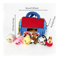 Portable Soft Toy House with Animals Sensory Soft Playhouse Lightweight Stuffed Barn Toy for Nursery