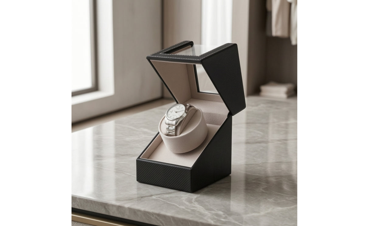 Single Watch Winder Quiet Watch Winder Box with Window Silent Japanese Motor for Men, Travel