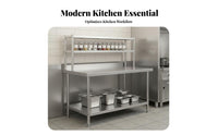 Stainless Steel Work Table Easy to Clean Stainless Steel Workbench Heavy Duty Commercial Kitchen Prep Table for Restaurant Owners, Home Cooks