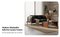 Upholstered Wood Frame Sofa New Chinese design Upholstered Settee with Wood Legs Modern Minimalist Design Reception Seating for Homeowners, Hotel Lobby