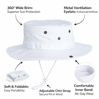 Wide Brim Fishing Hat for Outdoor Activities, Breathable Unisex Bucket Style with Flat Top, Polyester Adventure Sun Protection for Hiking and Camping