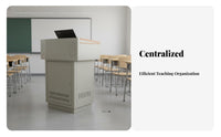 Multimedia Lectern Unified Intelligent Design Presentation Stand Unified Cable Management Steel Teacher Desk for Lecturers, Classroom, Training Center