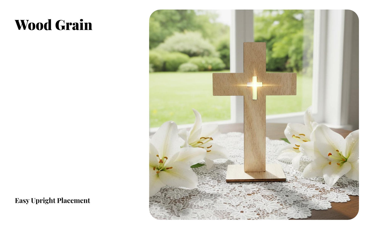 10 Pieces Wooden Standing Cross Farmhouse Decor Standing Wood Cross with Base Easy Assembly Paintable Religious Craft for Crafters, Christians