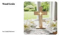 10 Pieces Wooden Standing Cross Farmhouse Decor Standing Wood Cross with Base Easy Assembly Paintable Religious Craft for Crafters, Christians