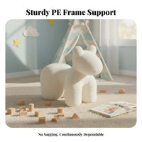 Soft Sherpa Fabric Pony-Shaped Chair Multi-Functional Seating Stuffed Creature Seat playful feel creature Stool adaptable Functionality for Toddlers, Adults, Parents, Entryway, Nursery, Playroom, Bedroom