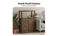sturdy Wood Construction Multi-Tier beverage Stand Chinese visual appeal & appearance Storage Cabinet Fully Assembled Side Table Easy Assembly for Apartment Dwellers, residents, Students, Living Room, Home Corner, Small areas, Entryway